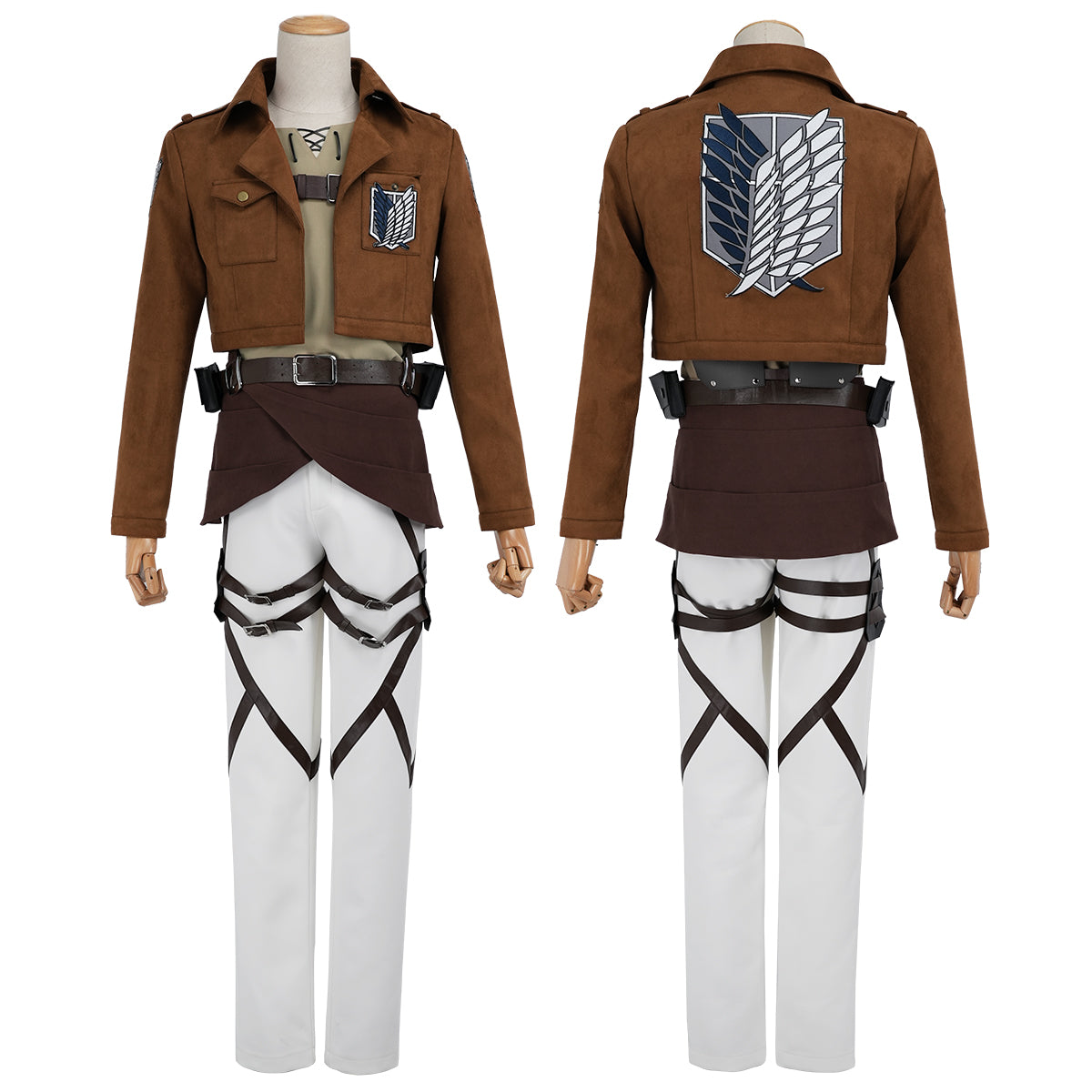 Pre-sale YOO Anime Levi Ackerman Eren Jaeger Cosplay Costume Embroidery Jacket T-shirt Pants Belt Convention Halloween Christmas thumbnail 3
