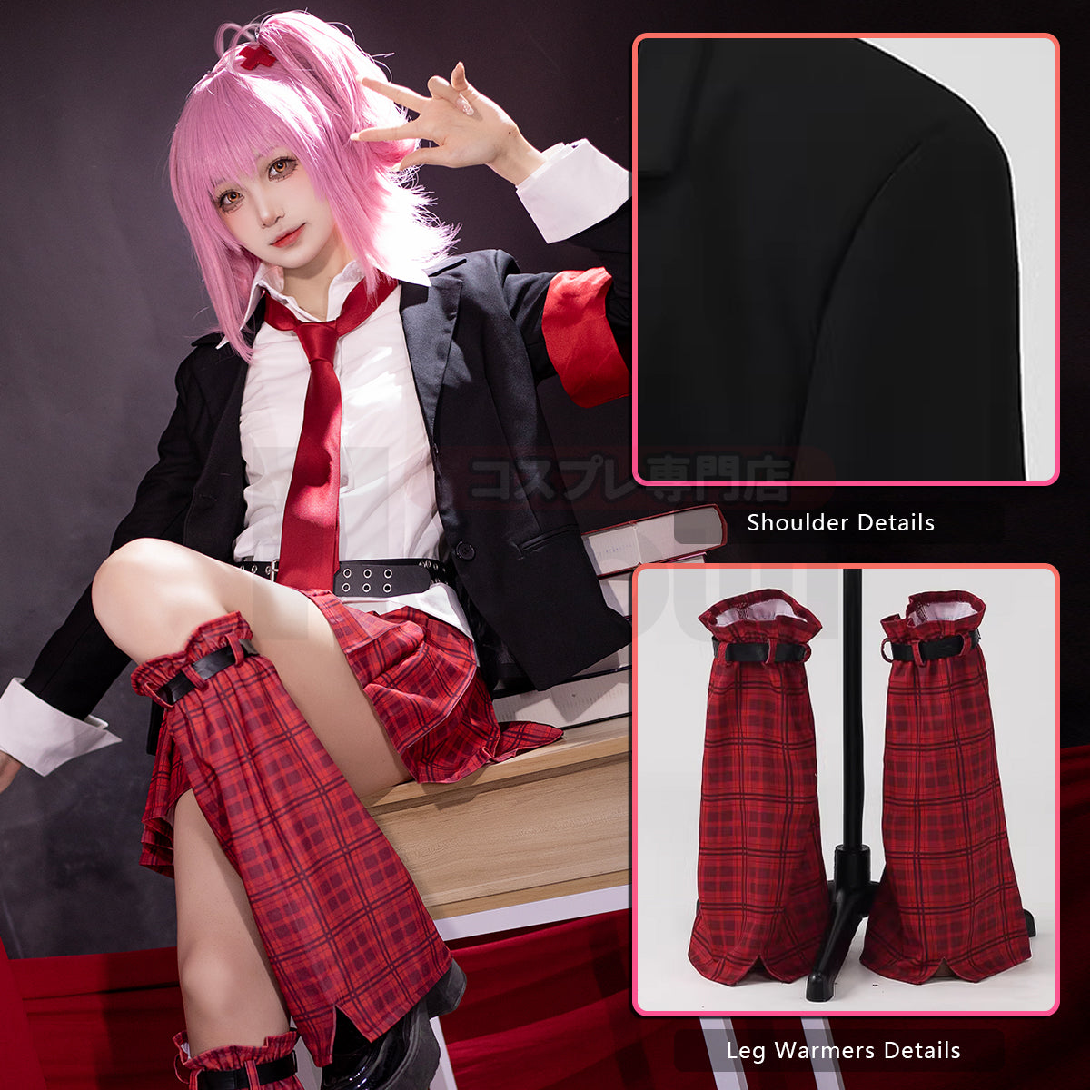 YOO Shugo Chara Anime Hinamori Amu Cosplay Costume Convention Halloween Christmas Suit Skirt Shirt Tie Belt Daily Wear thumbnail 4
