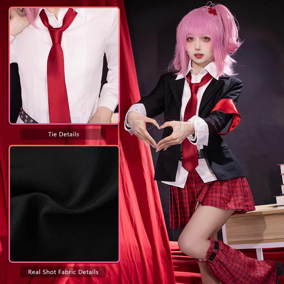 YOO Shugo Chara Anime Hinamori Amu Cosplay Costume Convention Halloween Christmas Suit Skirt Shirt Tie Belt Daily Wear thumbnail 5