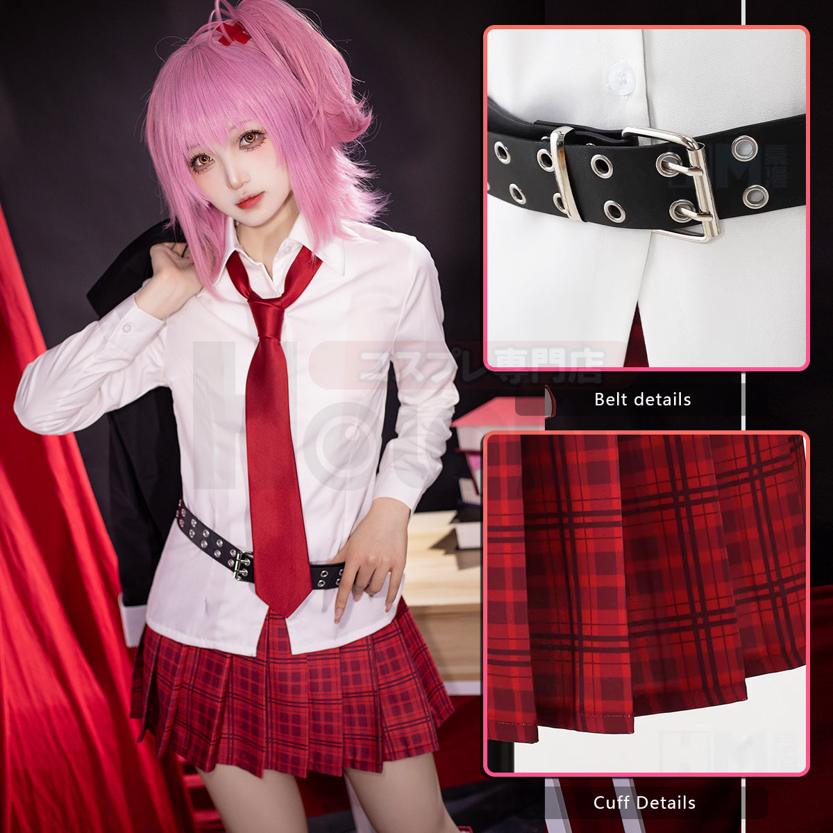YOO Shugo Chara Anime Hinamori Amu Cosplay Costume Convention Halloween Christmas Suit Skirt Shirt Tie Belt Daily Wear thumbnail 6