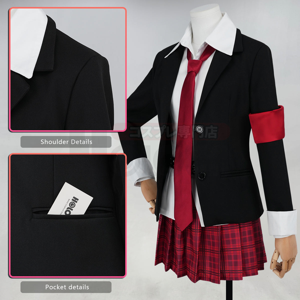 YOO Shugo Chara Anime Hinamori Amu Cosplay Costume Convention Halloween Christmas Suit Skirt Shirt Tie Belt Daily Wear thumbnail 8