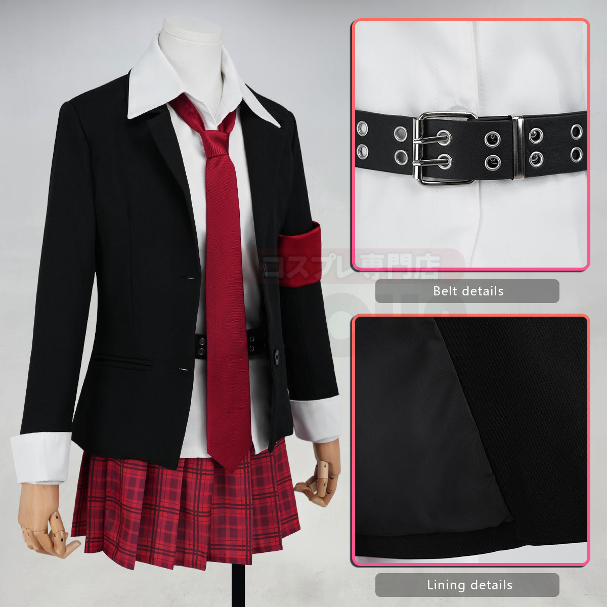 YOO Shugo Chara Anime Hinamori Amu Cosplay Costume Convention Halloween Christmas Suit Skirt Shirt Tie Belt Daily Wear thumbnail 9