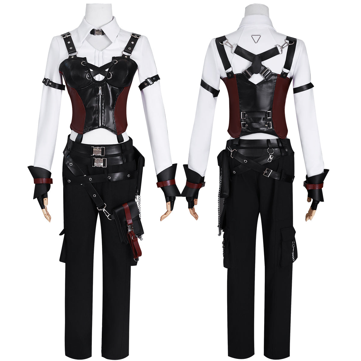 YOO Love and Deepspace Game Female Cosplay Costume Faux Leather Vest Shirt Pants Convention Halloween Christmas