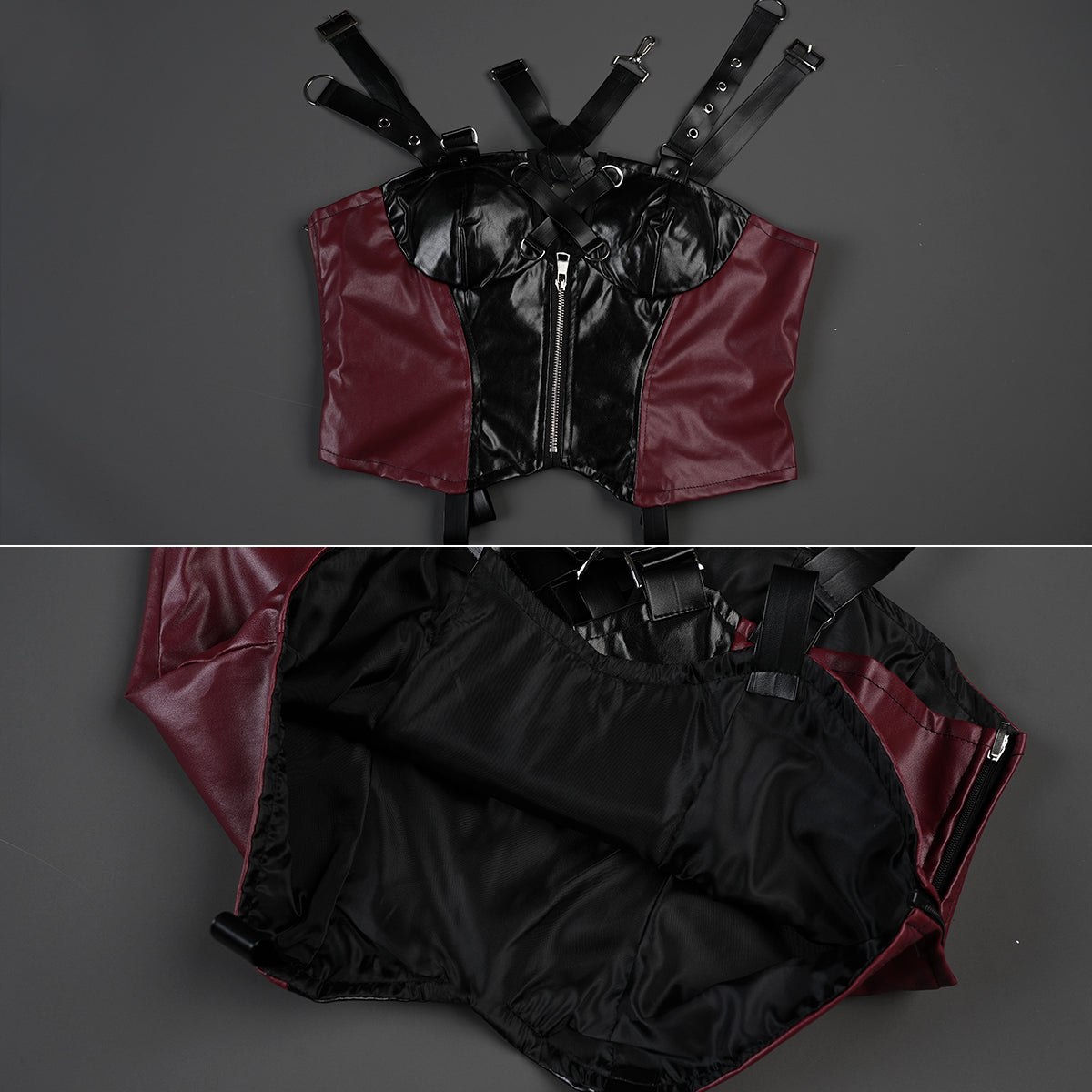 YOO Love and Deepspace Game Female Cosplay Costume Faux Leather Vest Shirt Pants Convention Halloween Christmas thumbnail 12