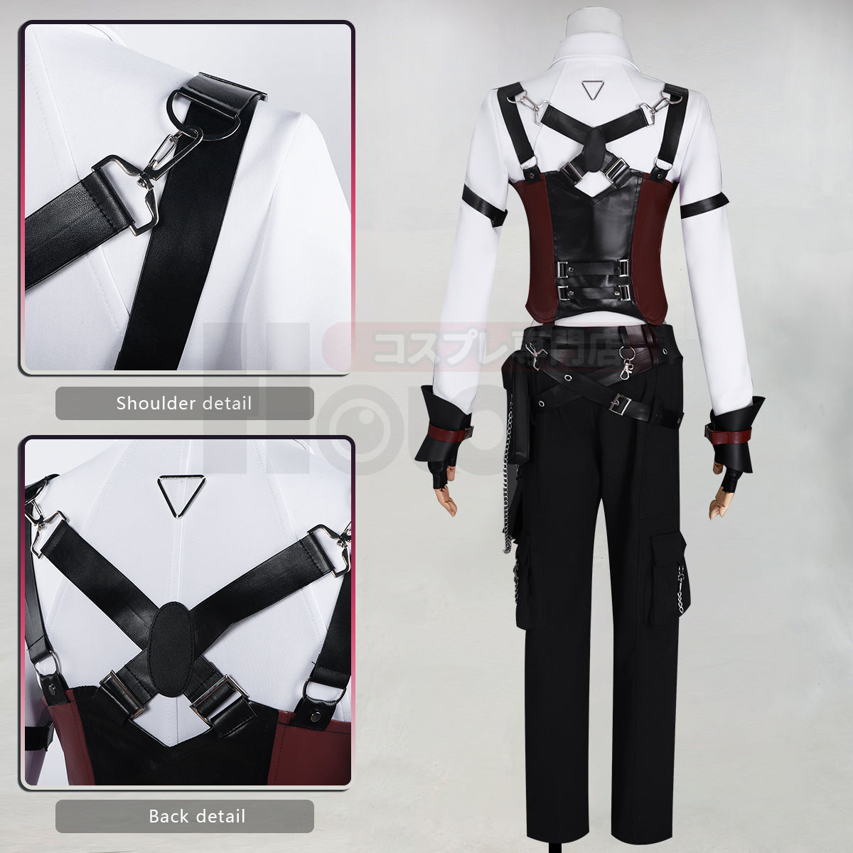 YOO Love and Deepspace Game Female Cosplay Costume Faux Leather Vest Shirt Pants Convention Halloween Christmas thumbnail 4