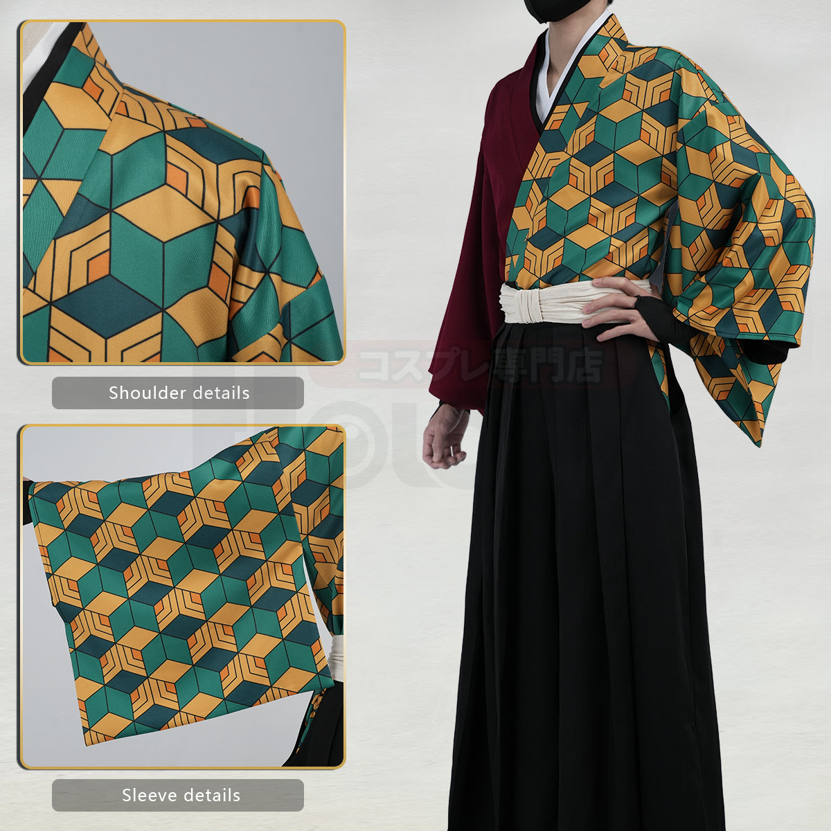 YOO Anime Tomioka Giyuu Cosplay Costume Wig Haori Top Pants Convention Halloween Christmas thumbnail 4