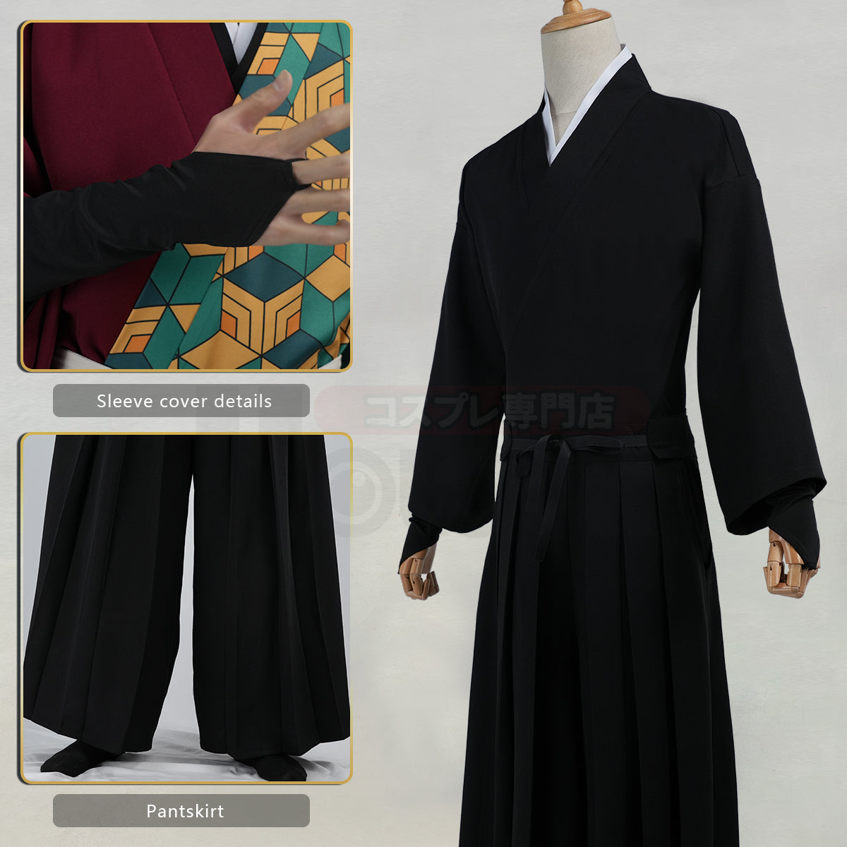 YOO Anime Tomioka Giyuu Cosplay Costume Wig Haori Top Pants Convention Halloween Christmas thumbnail 6