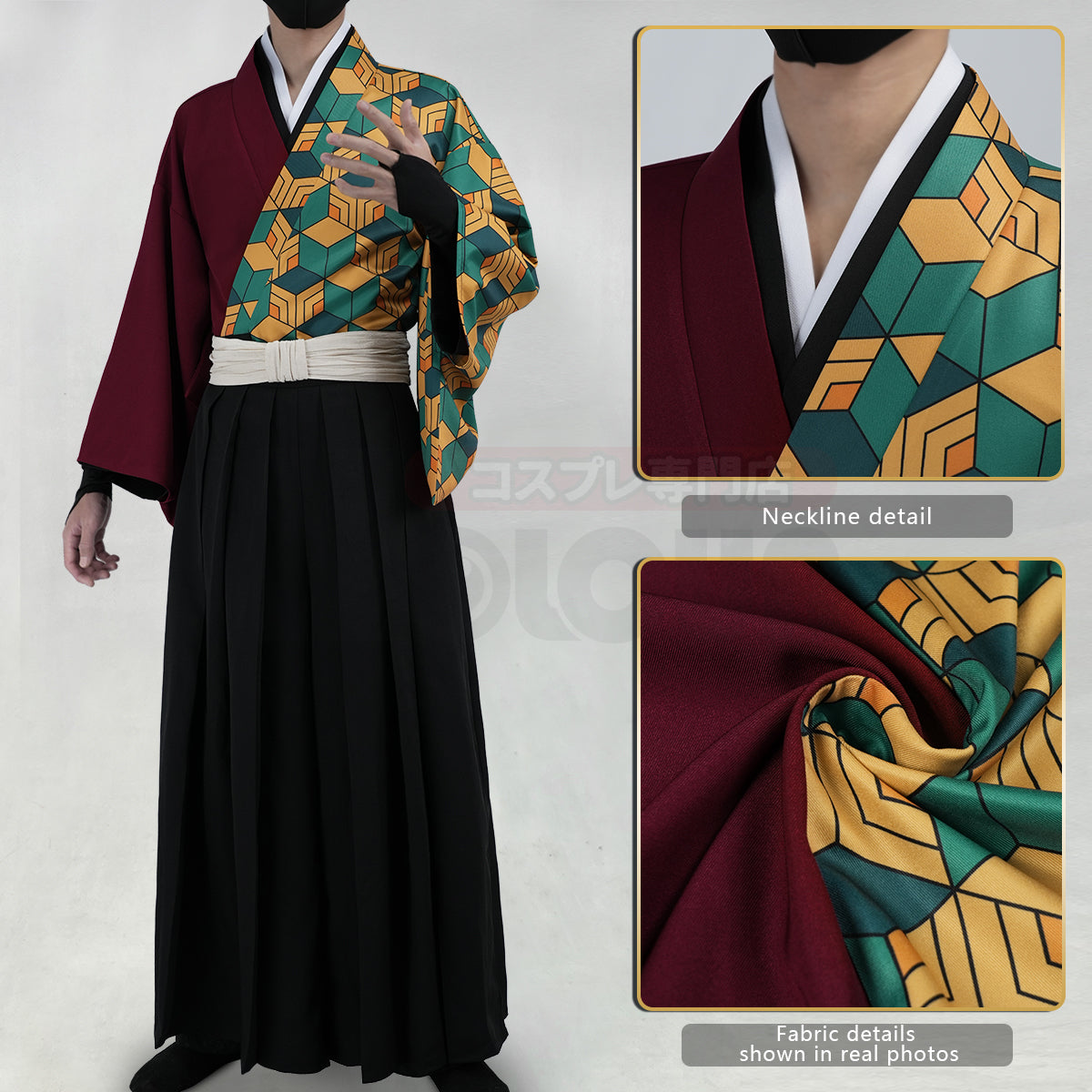 YOO Anime Tomioka Giyuu Cosplay Costume Wig Haori Top Pants Convention Halloween Christmas thumbnail 7