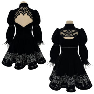 Pre-sale YOO 2B Game Cosplay Costume Embroidery Dress Convention Halloween Christmas Eye Mask Gloves Stockings Hairband