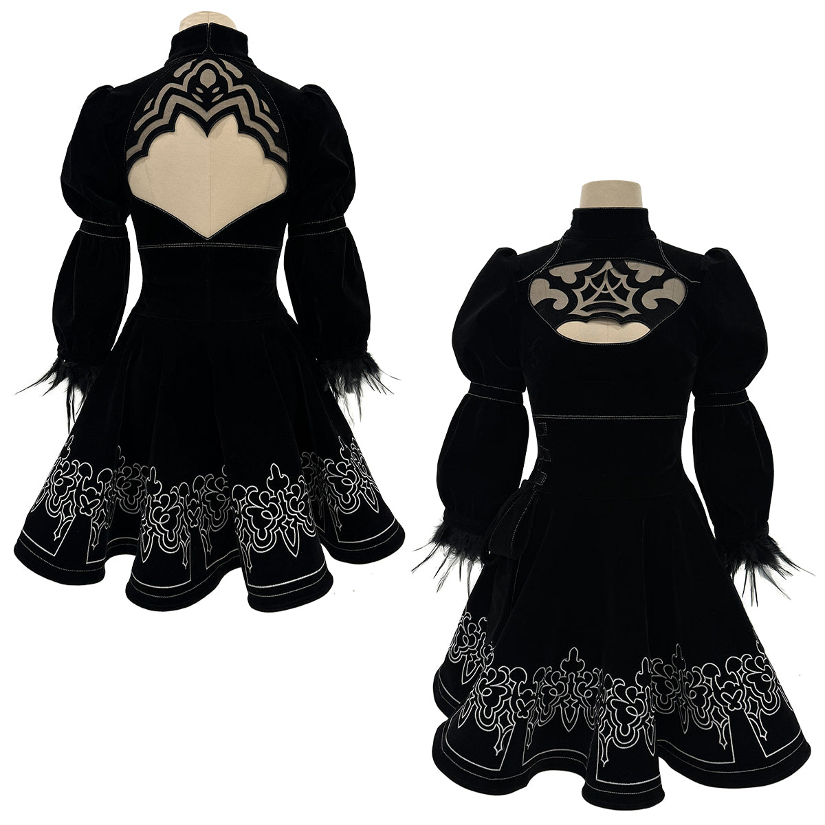 Pre-sale YOO 2B Game Cosplay Costume Embroidery Dress Convention Halloween Christmas Eye Mask Gloves Stockings Hairband