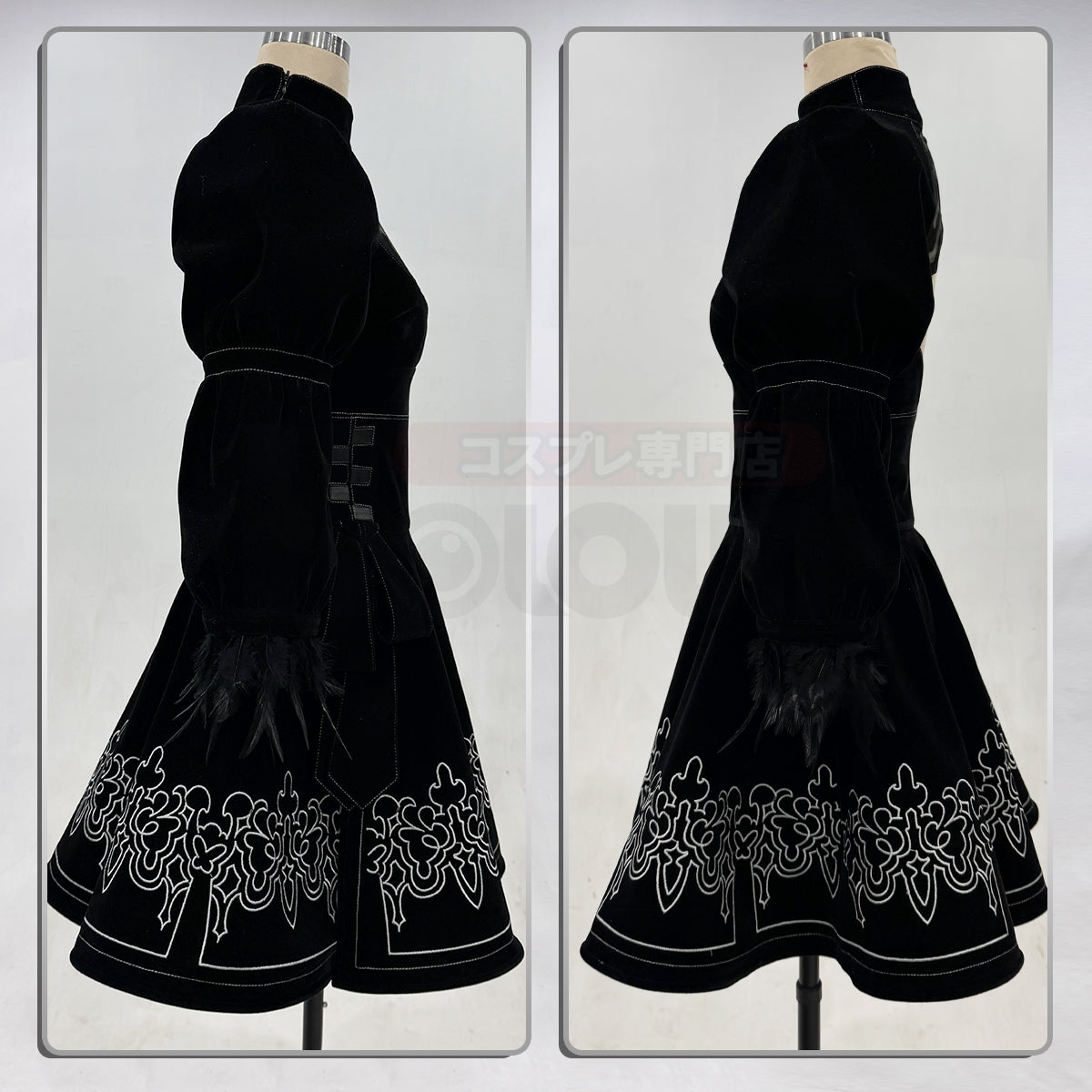 Pre-sale YOO 2B Game Cosplay Costume Embroidery Dress Convention Halloween Christmas Eye Mask Gloves Stockings Hairband thumbnail 8