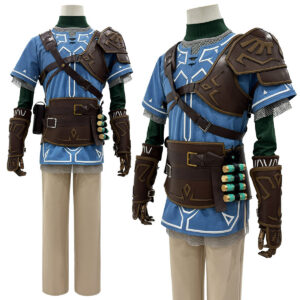 YOO Game Link Cosplay Costume Wig Faux Leather Accessories Top Pants Halloween Christmas Convention Gift