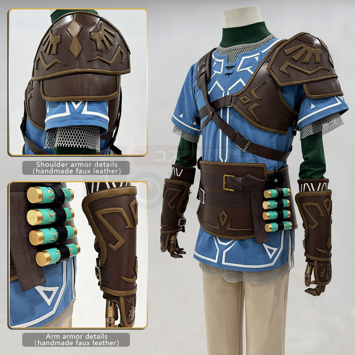 YOO Game Link Cosplay Costume Wig Faux Leather Accessories Top Pants Halloween Christmas Convention Gift thumbnail 6