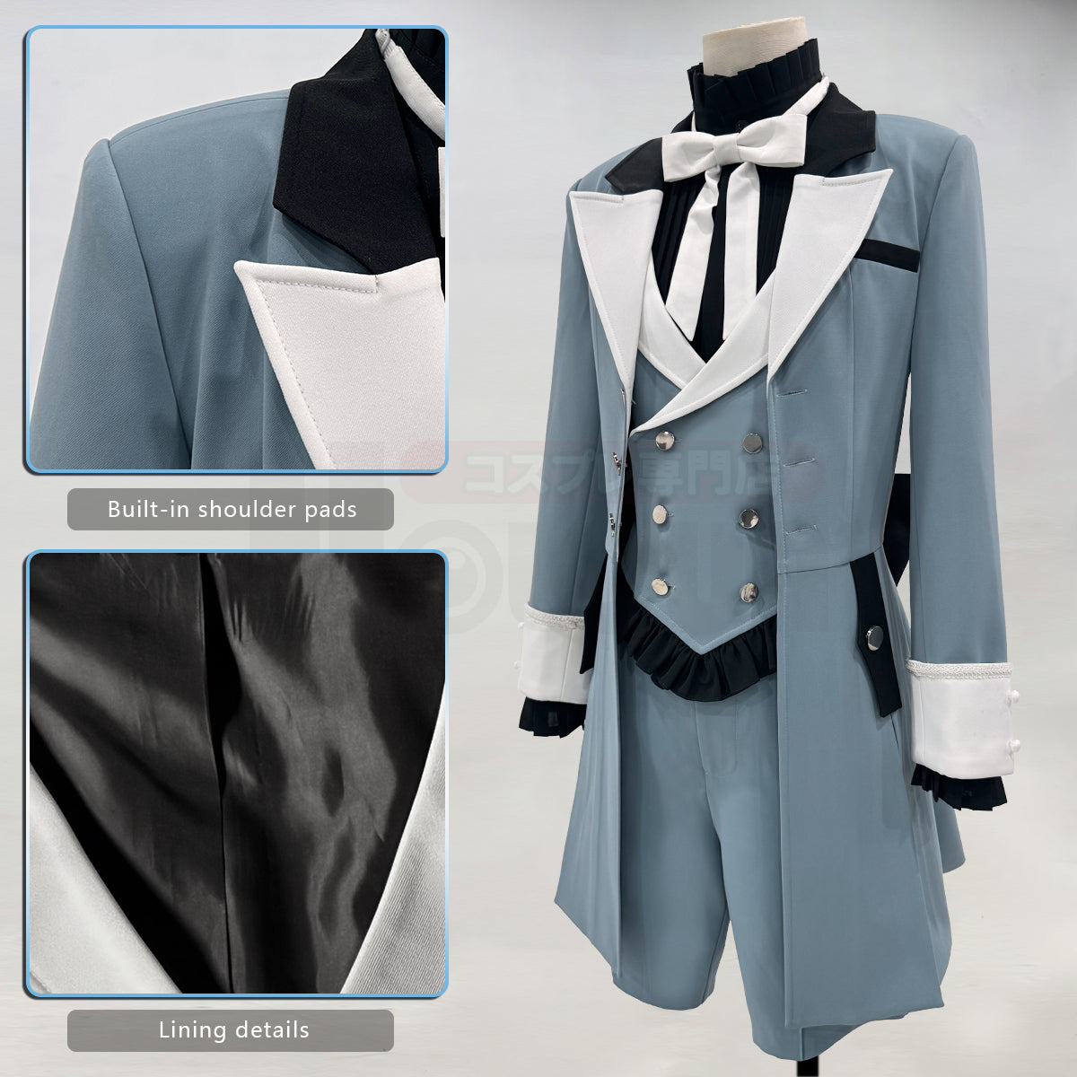 YOO Anime Ciel Phantomhive Brother Cosplay Costume Coat Shorts Shirt Vest Animation Convention Halloween Christmas thumbnail 5