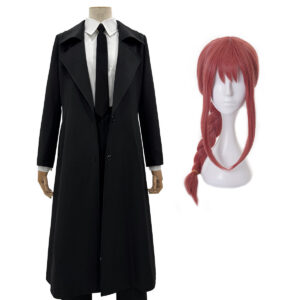 YOO Chainsaw Anime Makima Cosplay Costume Wig White Shirt Black Coat Pant Tie Halloween Christmas Convention Daily Wear