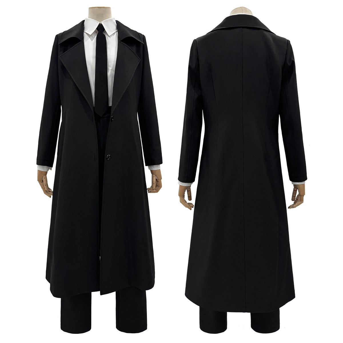 YOO Chainsaw Anime Makima Cosplay Costume Wig White Shirt Black Coat Pant Tie Halloween Christmas Convention Daily Wear thumbnail 2