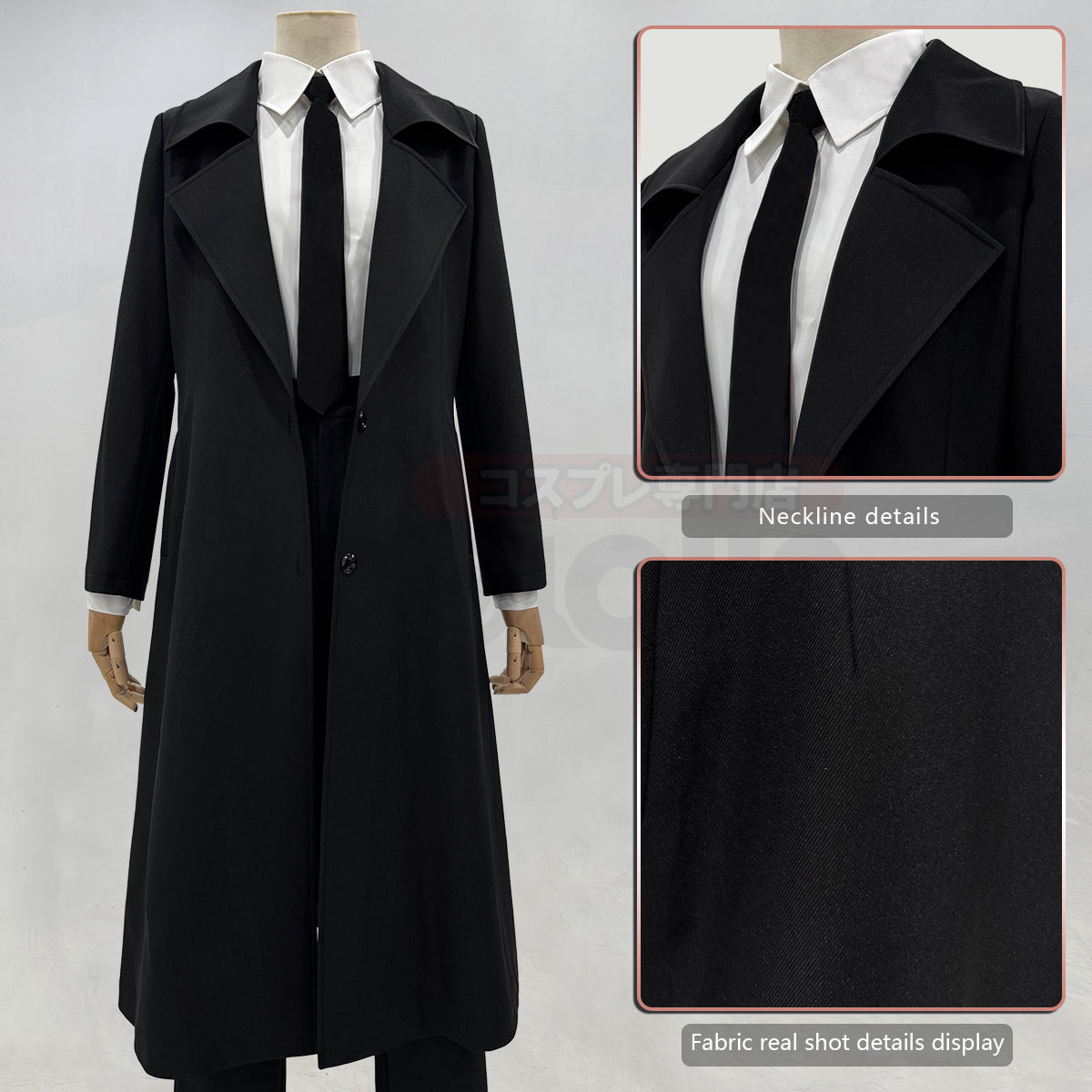 YOO Chainsaw Anime Makima Cosplay Costume Wig White Shirt Black Coat Pant Tie Halloween Christmas Convention Daily Wear thumbnail 5