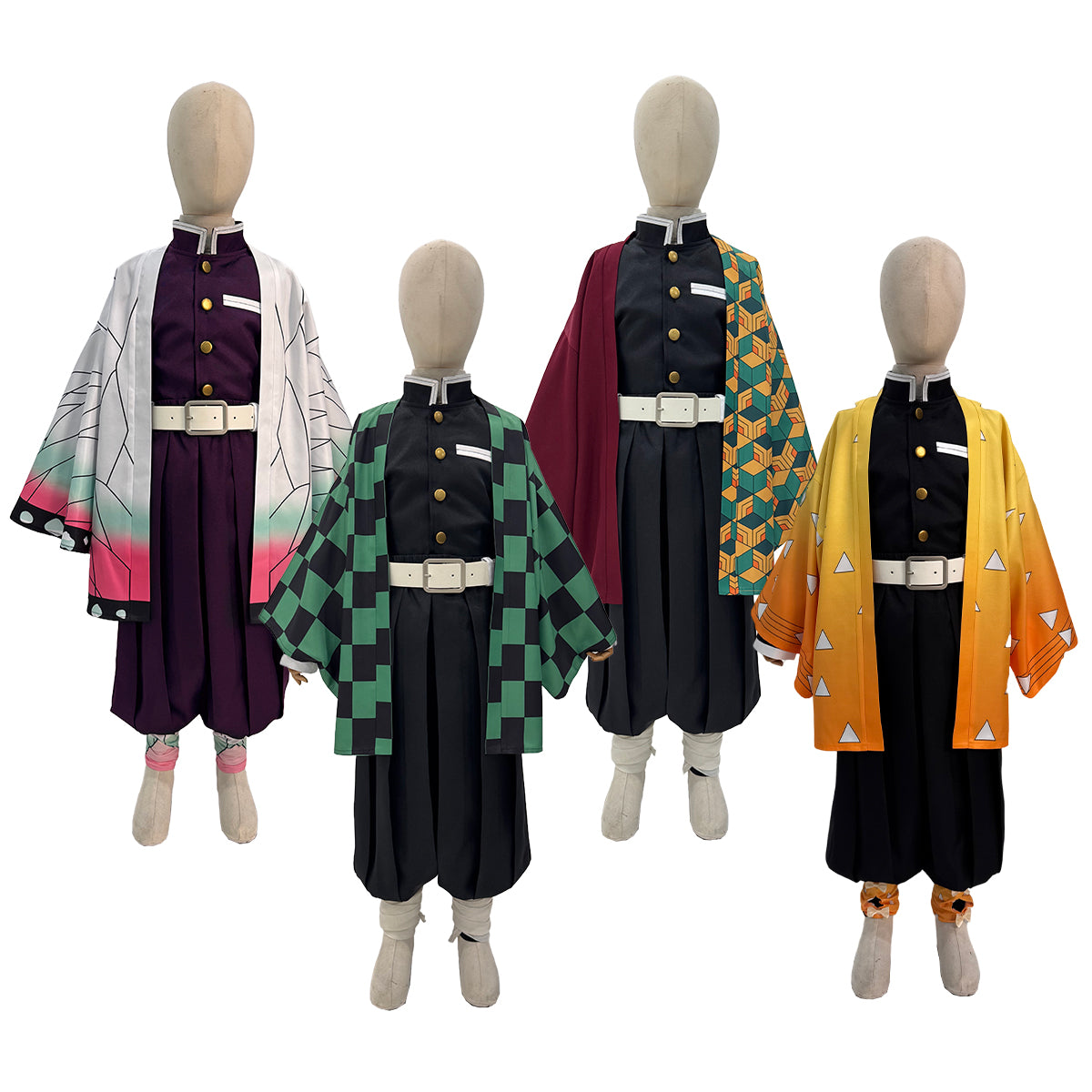 YOO Anime Tomioka Giyuu Kochou Shinobu Agatsuma Zenitsu Kamado Tanjirou Cosplay Costume  Kid Child Haori Top Pants Halloween Christmas