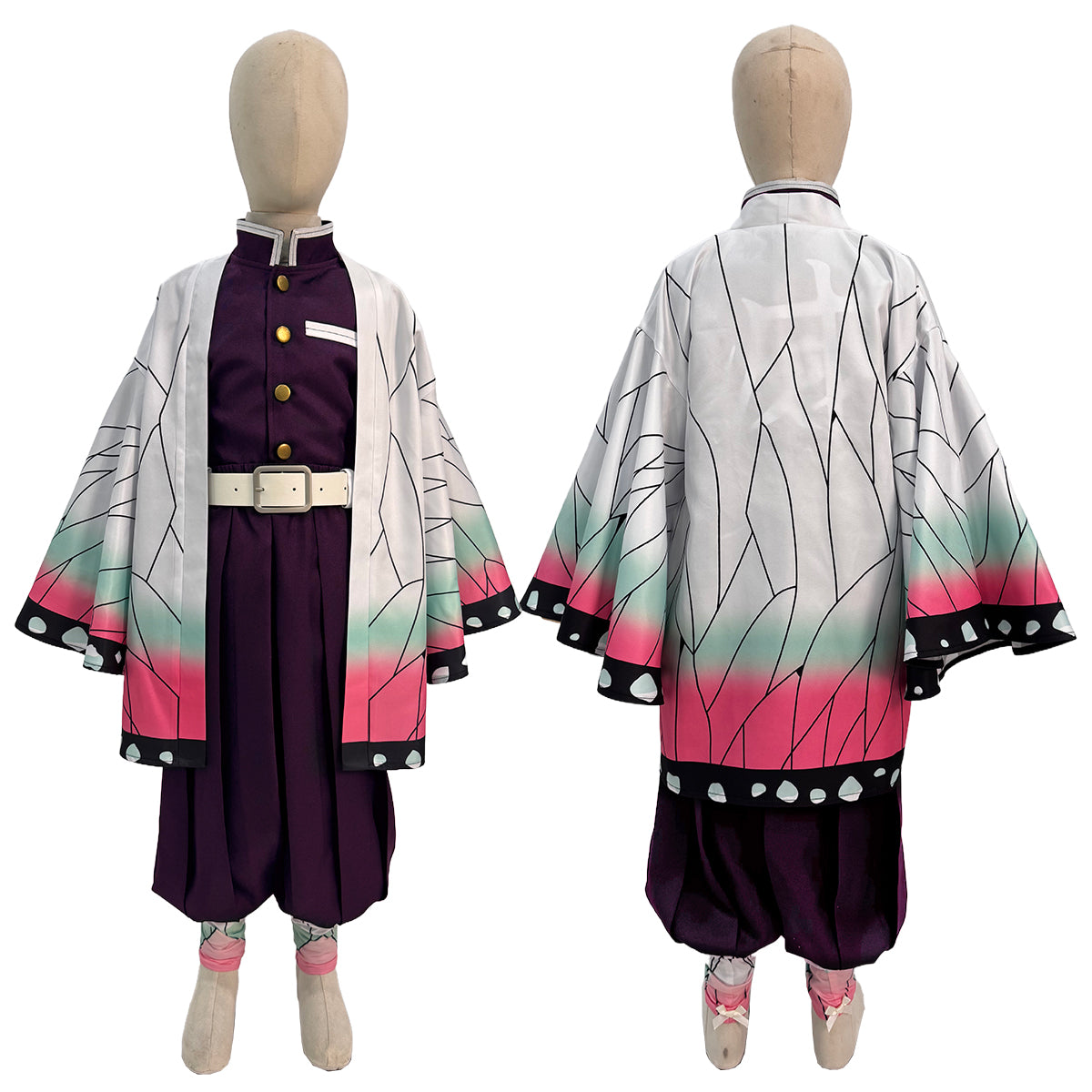 YOO Anime Tomioka Giyuu Kochou Shinobu Agatsuma Zenitsu Kamado Tanjirou Cosplay Costume  Kid Child Haori Top Pants Halloween Christmas thumbnail 27