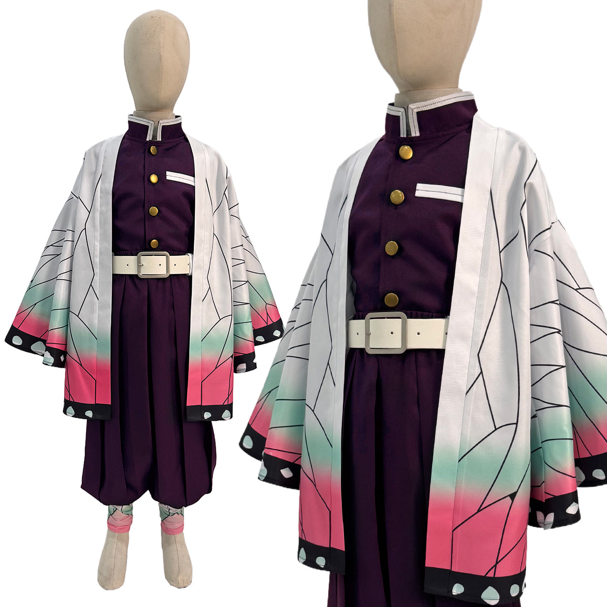 YOO Anime Tomioka Giyuu Kochou Shinobu Agatsuma Zenitsu Kamado Tanjirou Cosplay Costume  Kid Child Haori Top Pants Halloween Christmas thumbnail 28