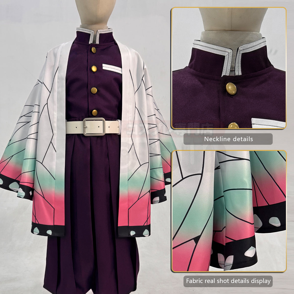 YOO Anime Tomioka Giyuu Kochou Shinobu Agatsuma Zenitsu Kamado Tanjirou Cosplay Costume  Kid Child Haori Top Pants Halloween Christmas thumbnail 29