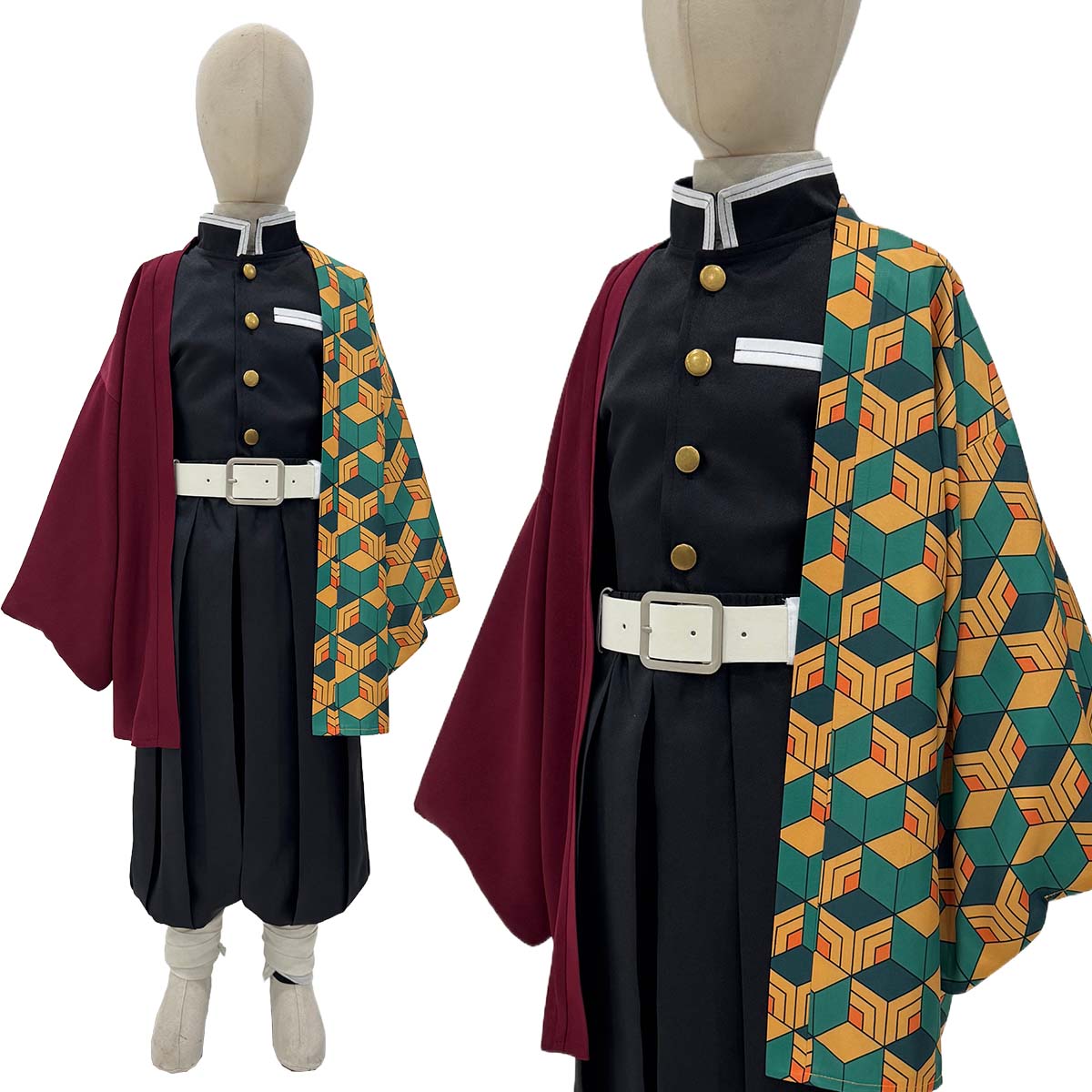 YOO Anime Tomioka Giyuu Kochou Shinobu Agatsuma Zenitsu Kamado Tanjirou Cosplay Costume  Kid Child Haori Top Pants Halloween Christmas thumbnail 3