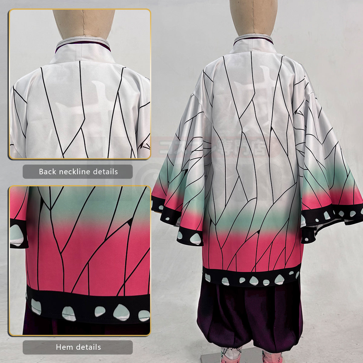 YOO Anime Tomioka Giyuu Kochou Shinobu Agatsuma Zenitsu Kamado Tanjirou Cosplay Costume  Kid Child Haori Top Pants Halloween Christmas thumbnail 32