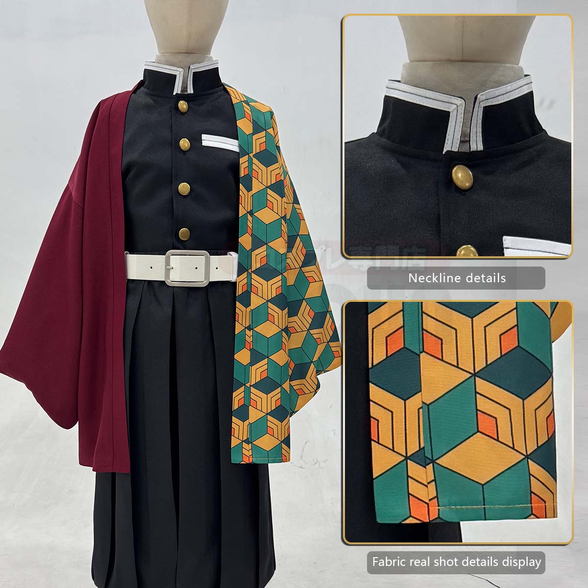 YOO Anime Tomioka Giyuu Kochou Shinobu Agatsuma Zenitsu Kamado Tanjirou Cosplay Costume  Kid Child Haori Top Pants Halloween Christmas thumbnail 5