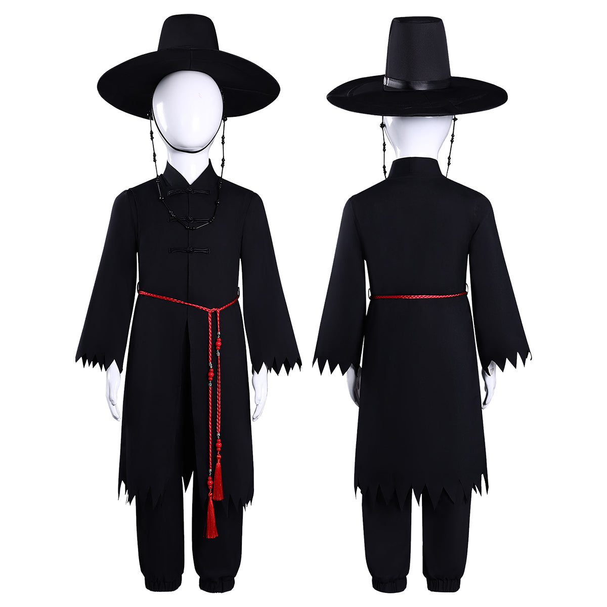 YOO Anime Cosplay Costume Sajaa Boys Jinuu Abby Black Vest Cloak Hat Pants Waist Chain Halloween Christmas Gift