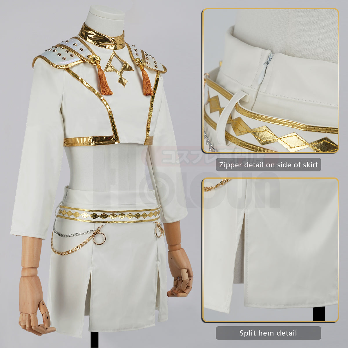 YOO Anime Rumii Zoeyy Miraa Kid Child Version White Stage Cosplay Costume Jacket Shorts Skirt Halloween Christmas Gift thumbnail 14