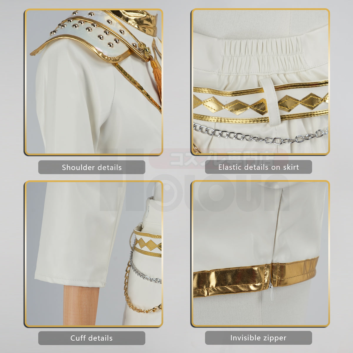 YOO Anime Rumii Zoeyy Miraa Kid Child Version White Stage Cosplay Costume Jacket Shorts Skirt Halloween Christmas Gift thumbnail 16