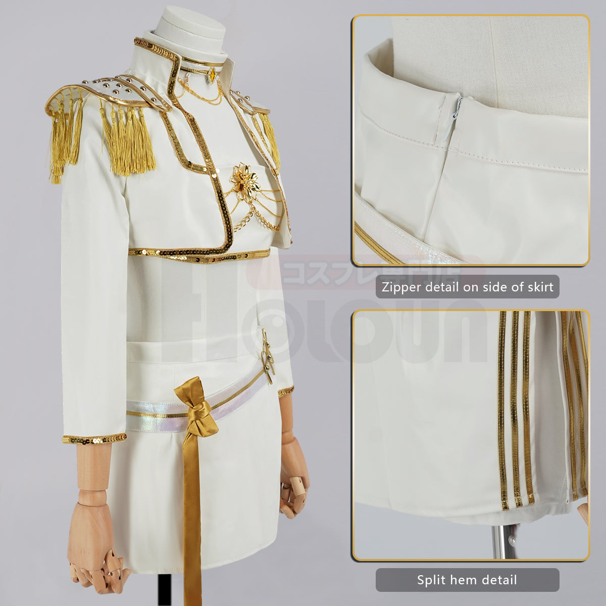 YOO Anime Rumii Zoeyy Miraa Kid Child Version White Stage Cosplay Costume Jacket Shorts Skirt Halloween Christmas Gift thumbnail 22