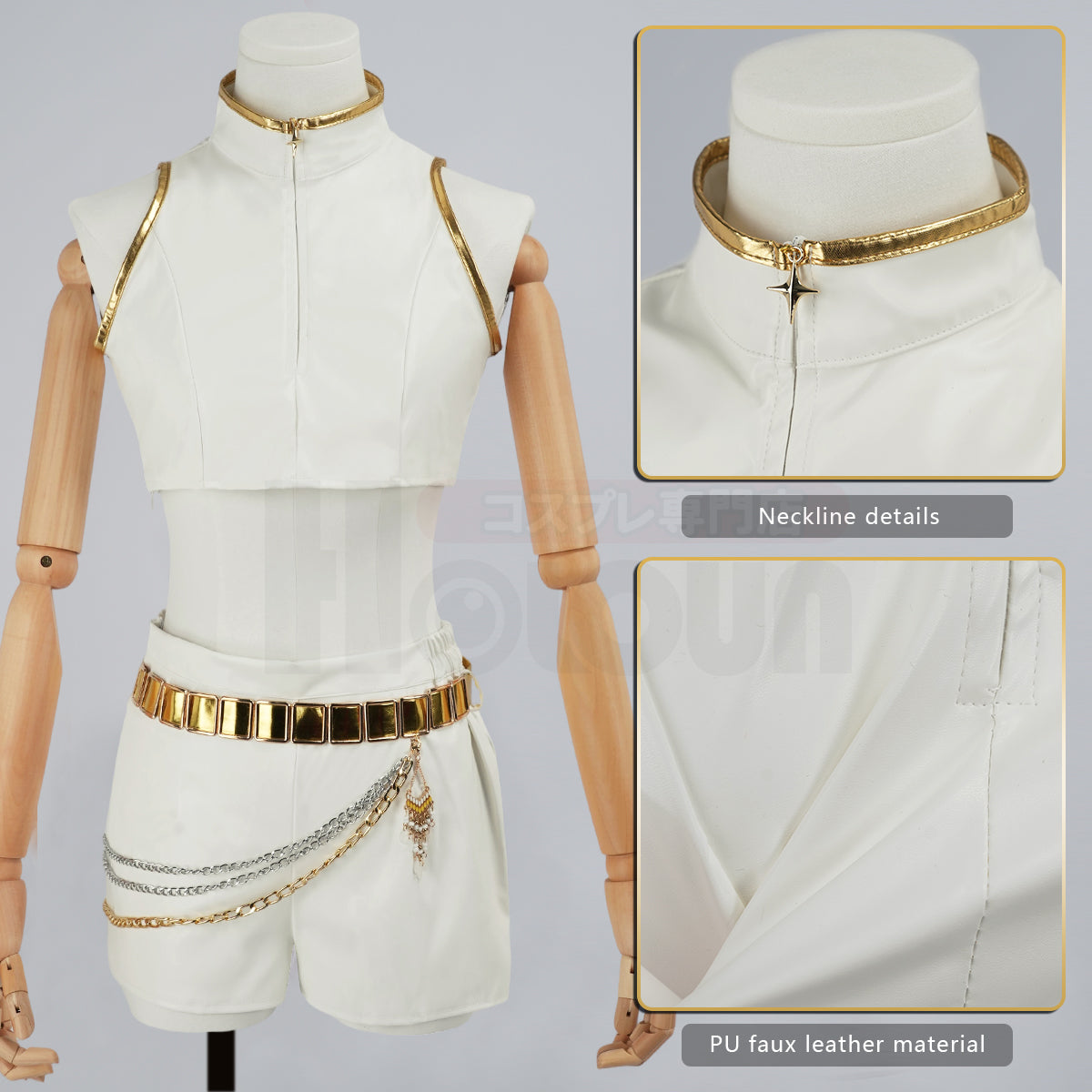 YOO Anime Rumii Zoeyy Miraa Kid Child Version White Stage Cosplay Costume Jacket Shorts Skirt Halloween Christmas Gift thumbnail 5