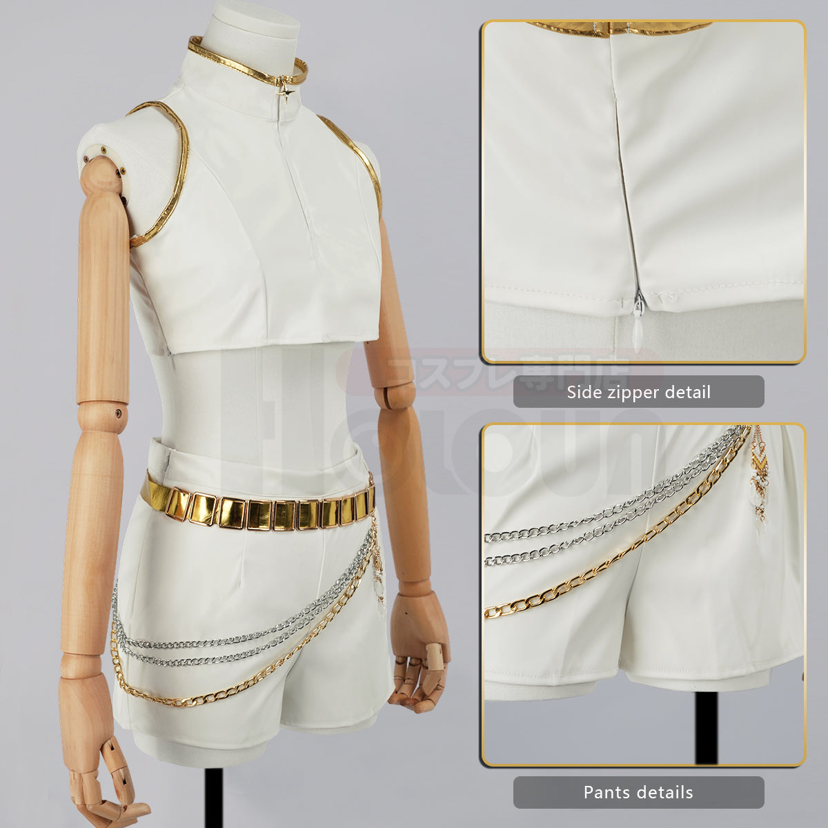 YOO Anime Rumii Zoeyy Miraa Kid Child Version White Stage Cosplay Costume Jacket Shorts Skirt Halloween Christmas Gift thumbnail 7