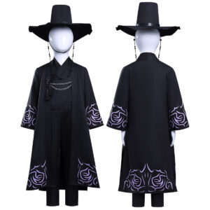 YOO Anime Baby Sajaa Boys Kid Child Version Cosplay Costume Jinuu Abby Black Cloak Hat Top Pants Halloween Christmas Convention Birthday Gift
