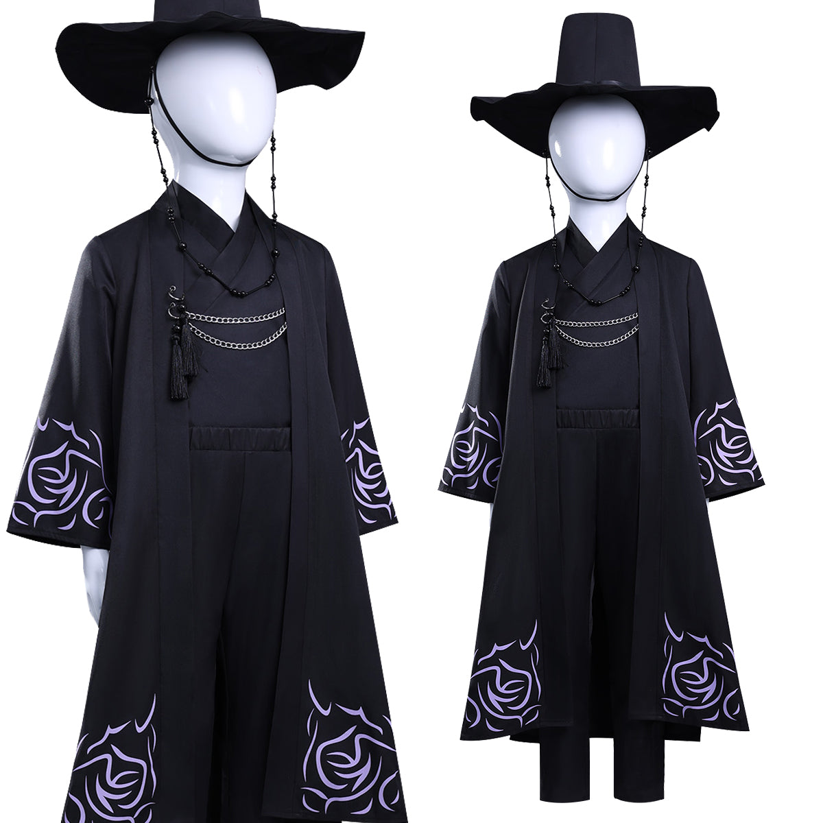 YOO Anime Baby Sajaa Boys Kid Child Version Cosplay Costume Jinuu Abby Black Cloak Hat Top Pants Halloween Christmas Convention Birthday Gift thumbnail 2