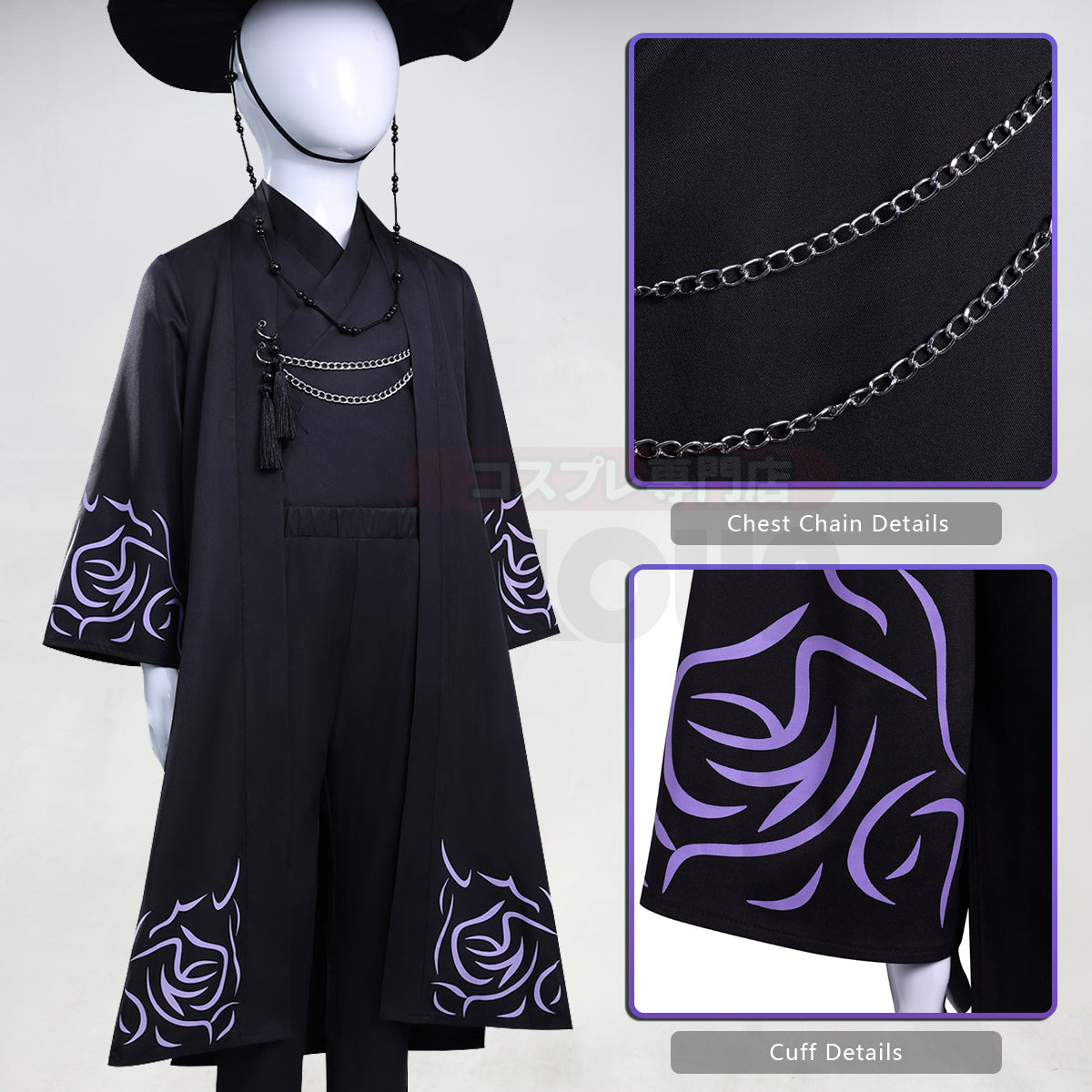 YOO Anime Baby Sajaa Boys Kid Child Version Cosplay Costume Jinuu Abby Black Cloak Hat Top Pants Halloween Christmas Convention Birthday Gift thumbnail 5