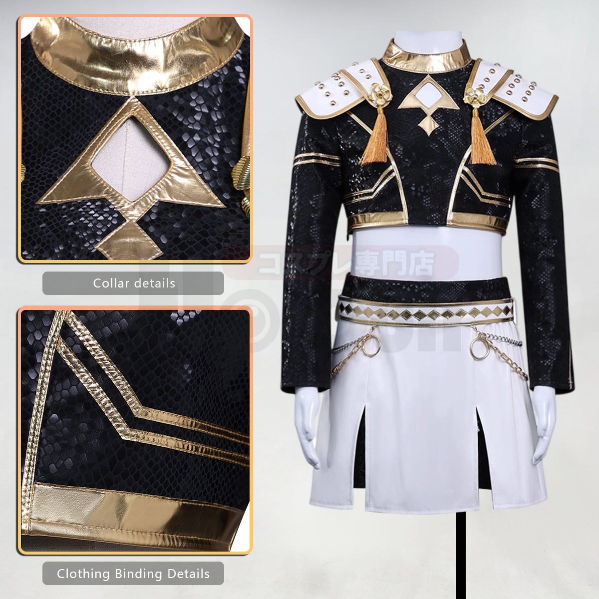 YOO Anime Zoeyy Rumii Miraa Kid Child Version Black Stage Cosplay Costume Jacket Shorts Skirt Halloween Christmas Convention thumbnail 10