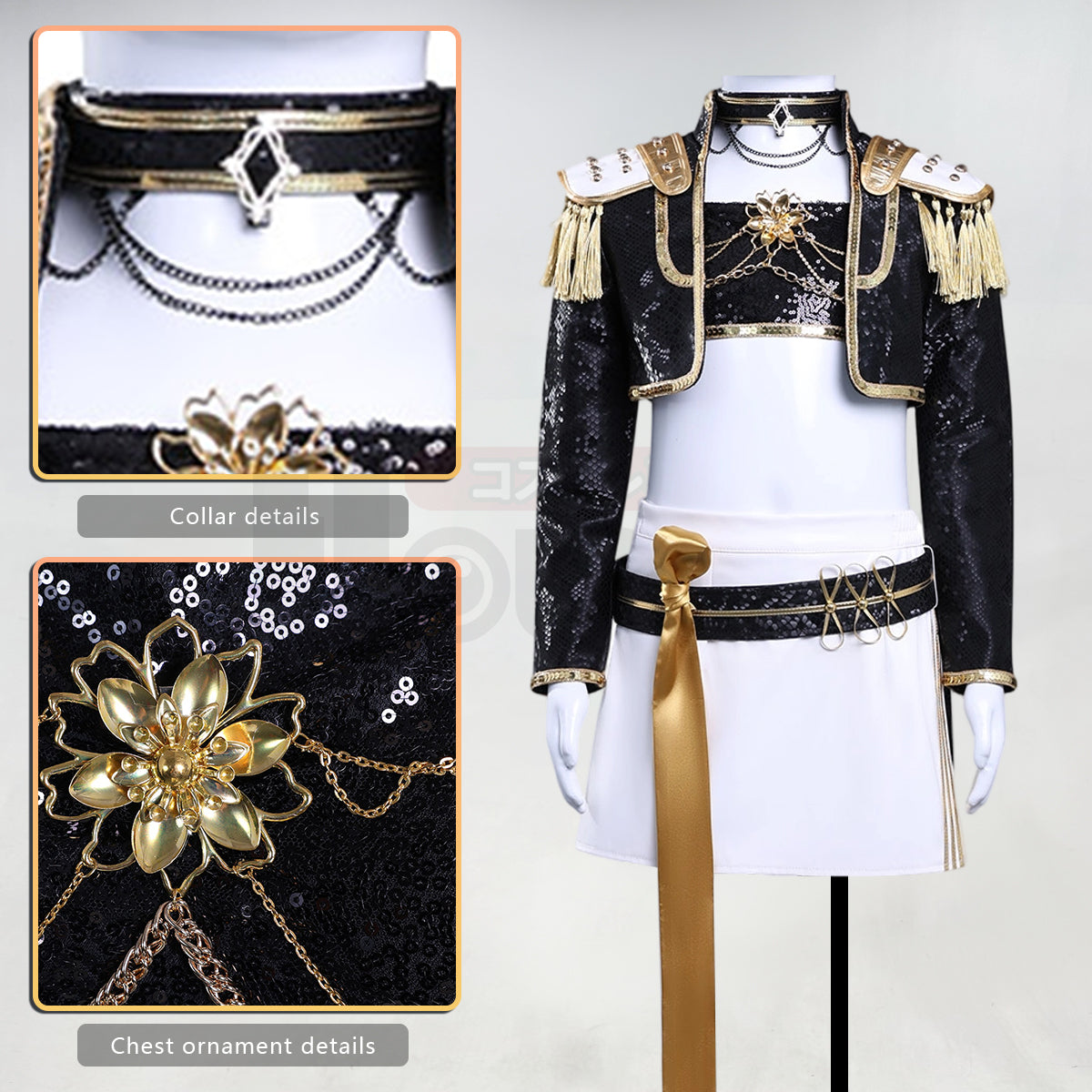 YOO Anime Zoeyy Rumii Miraa Kid Child Version Black Stage Cosplay Costume Jacket Shorts Skirt Halloween Christmas Convention thumbnail 15