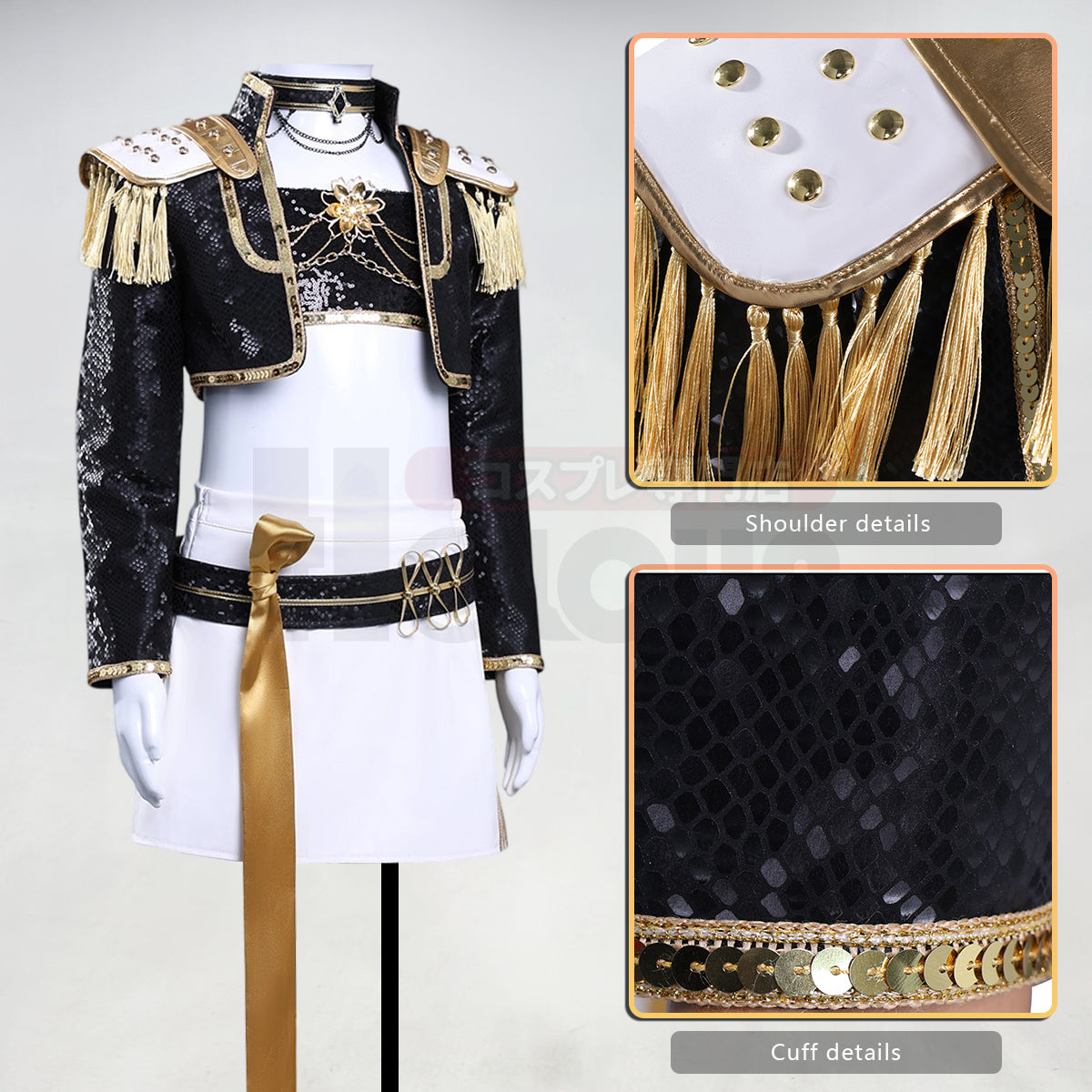 YOO Anime Zoeyy Rumii Miraa Kid Child Version Black Stage Cosplay Costume Jacket Shorts Skirt Halloween Christmas Convention thumbnail 16