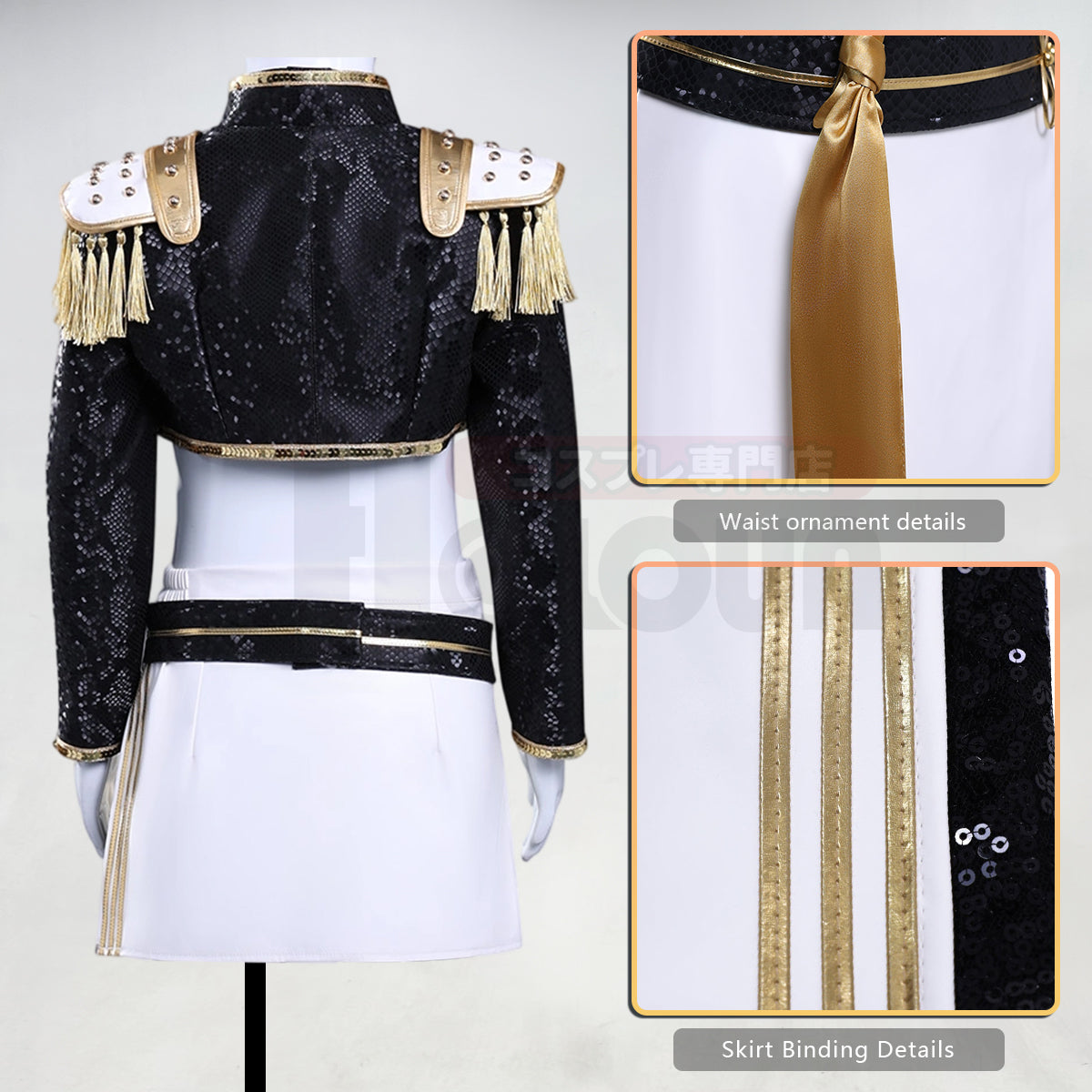 YOO Anime Zoeyy Rumii Miraa Kid Child Version Black Stage Cosplay Costume Jacket Shorts Skirt Halloween Christmas Convention thumbnail 17