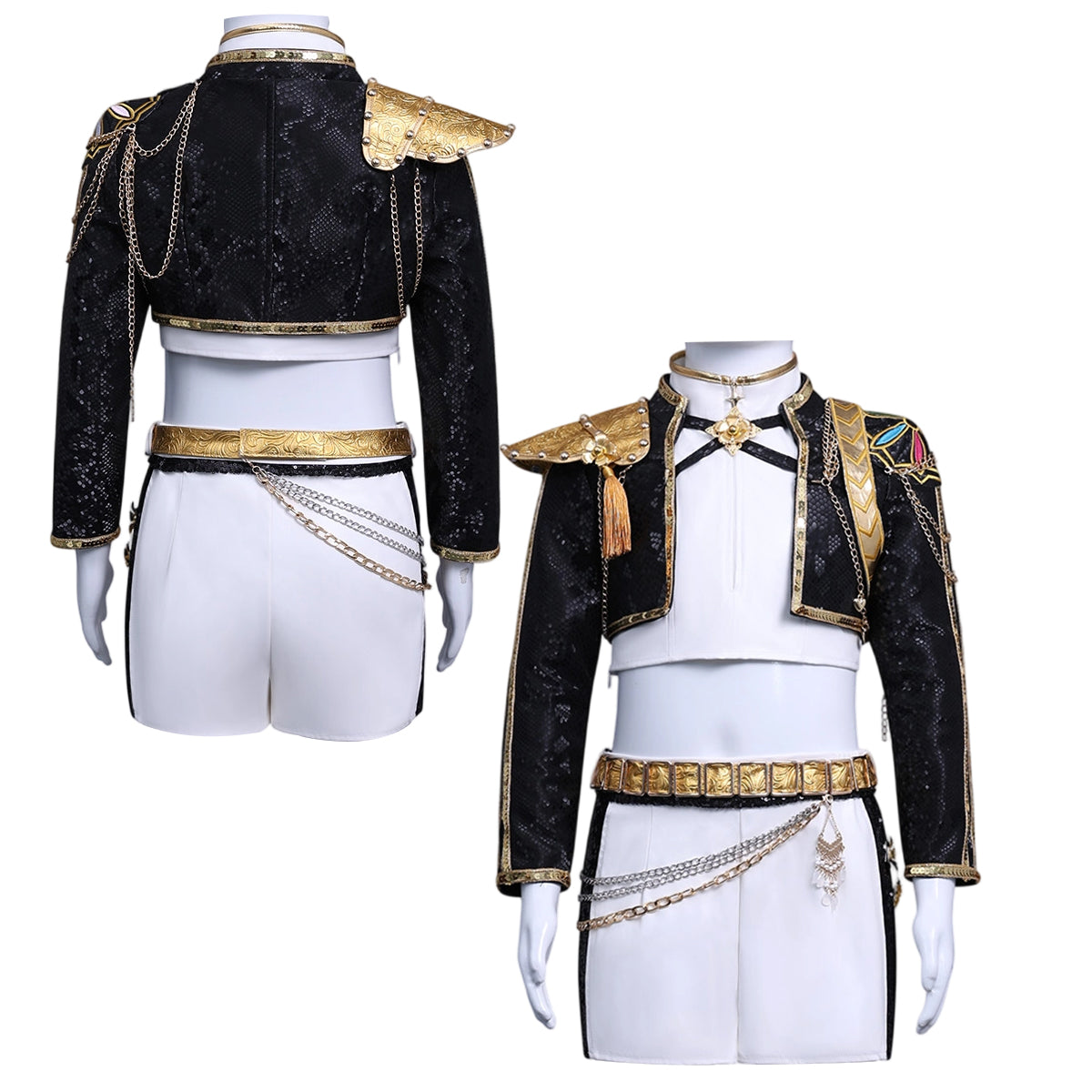 YOO Anime Zoeyy Rumii Miraa Kid Child Version Black Stage Cosplay Costume Jacket Shorts Skirt Halloween Christmas Convention thumbnail 3