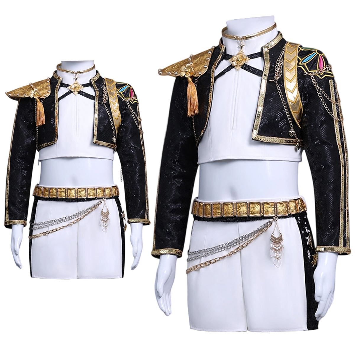 YOO Anime Zoeyy Rumii Miraa Kid Child Version Black Stage Cosplay Costume Jacket Shorts Skirt Halloween Christmas Convention thumbnail 4