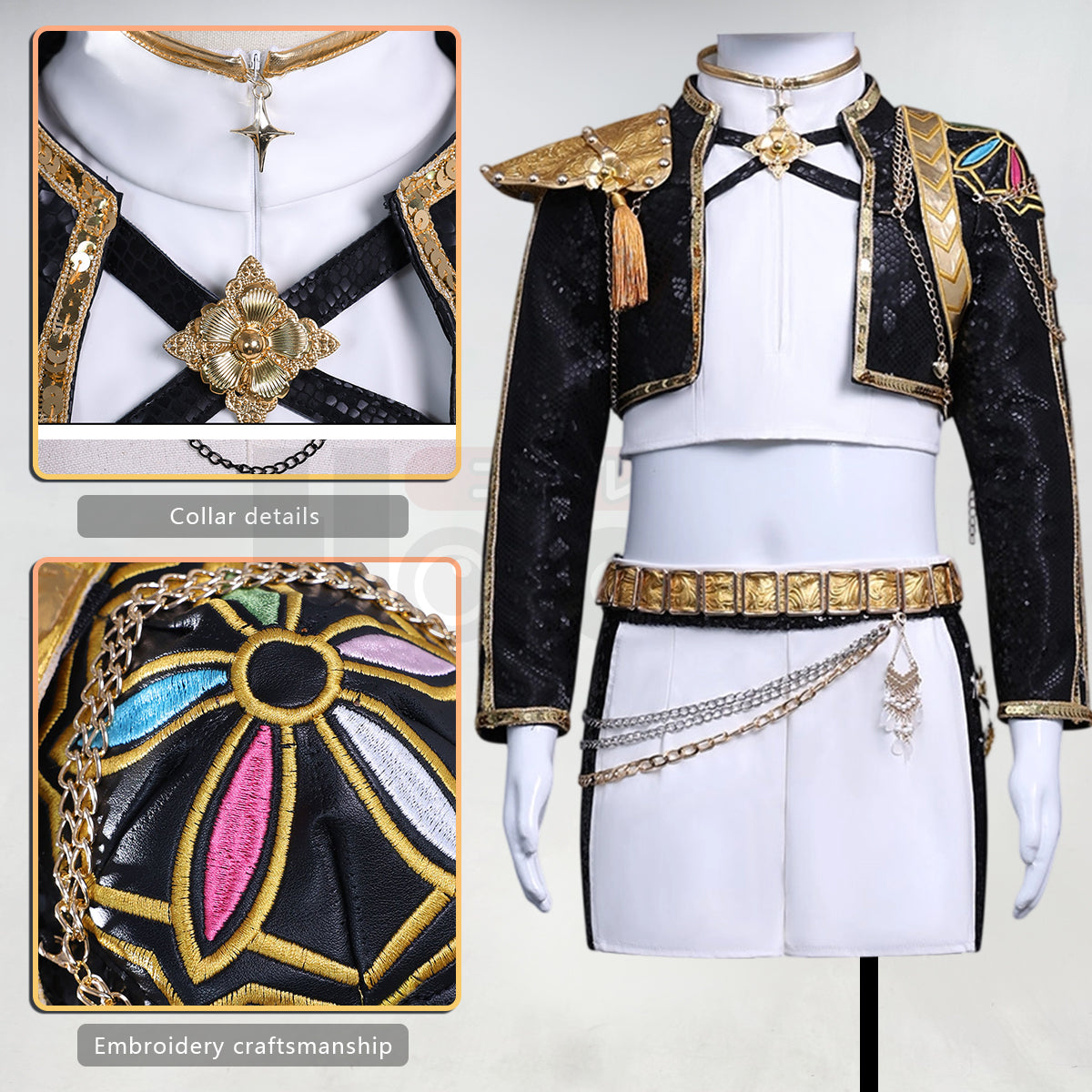 YOO Anime Zoeyy Rumii Miraa Kid Child Version Black Stage Cosplay Costume Jacket Shorts Skirt Halloween Christmas Convention thumbnail 5