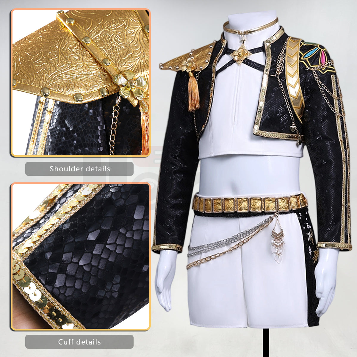 YOO Anime Zoeyy Rumii Miraa Kid Child Version Black Stage Cosplay Costume Jacket Shorts Skirt Halloween Christmas Convention thumbnail 6