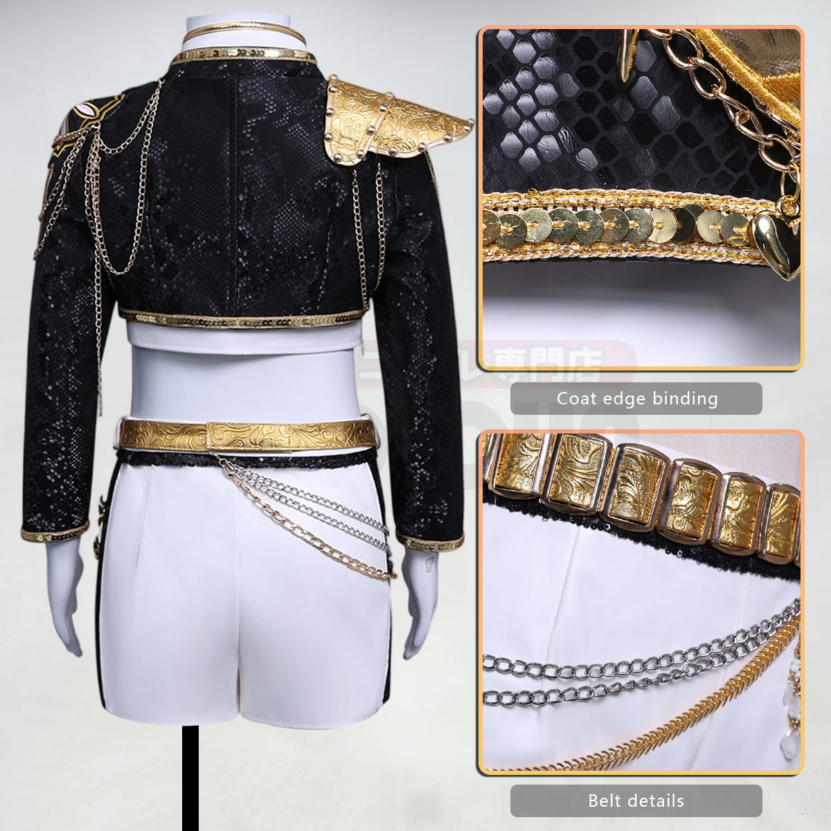 YOO Anime Zoeyy Rumii Miraa Kid Child Version Black Stage Cosplay Costume Jacket Shorts Skirt Halloween Christmas Convention thumbnail 7