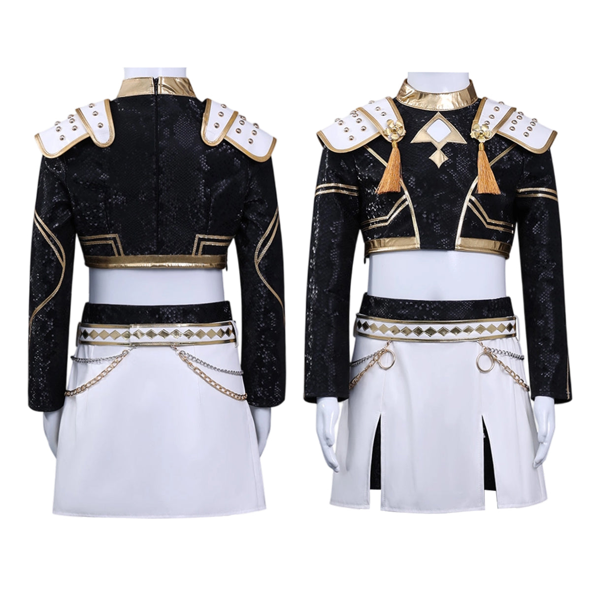 YOO Anime Zoeyy Rumii Miraa Kid Child Version Black Stage Cosplay Costume Jacket Shorts Skirt Halloween Christmas Convention thumbnail 9