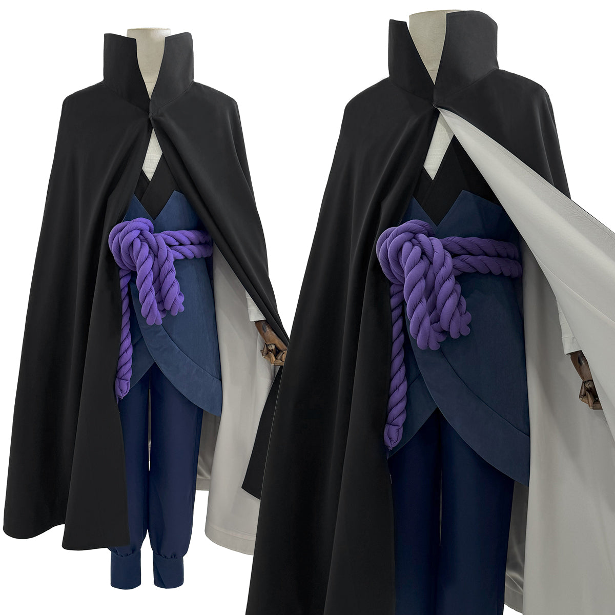 YOO Anime Uchiha Sasuke Cosplay Costume Cloak Vest Pants Purple Belt Halloween Christmas Animation Convention thumbnail 2