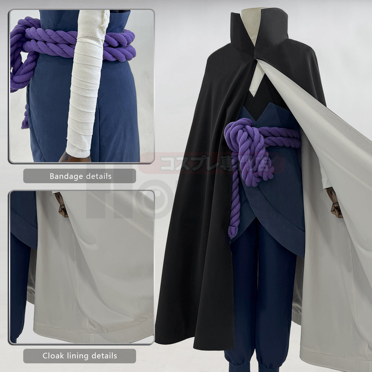YOO Anime Uchiha Sasuke Cosplay Costume Cloak Vest Pants Purple Belt Halloween Christmas Animation Convention thumbnail 5