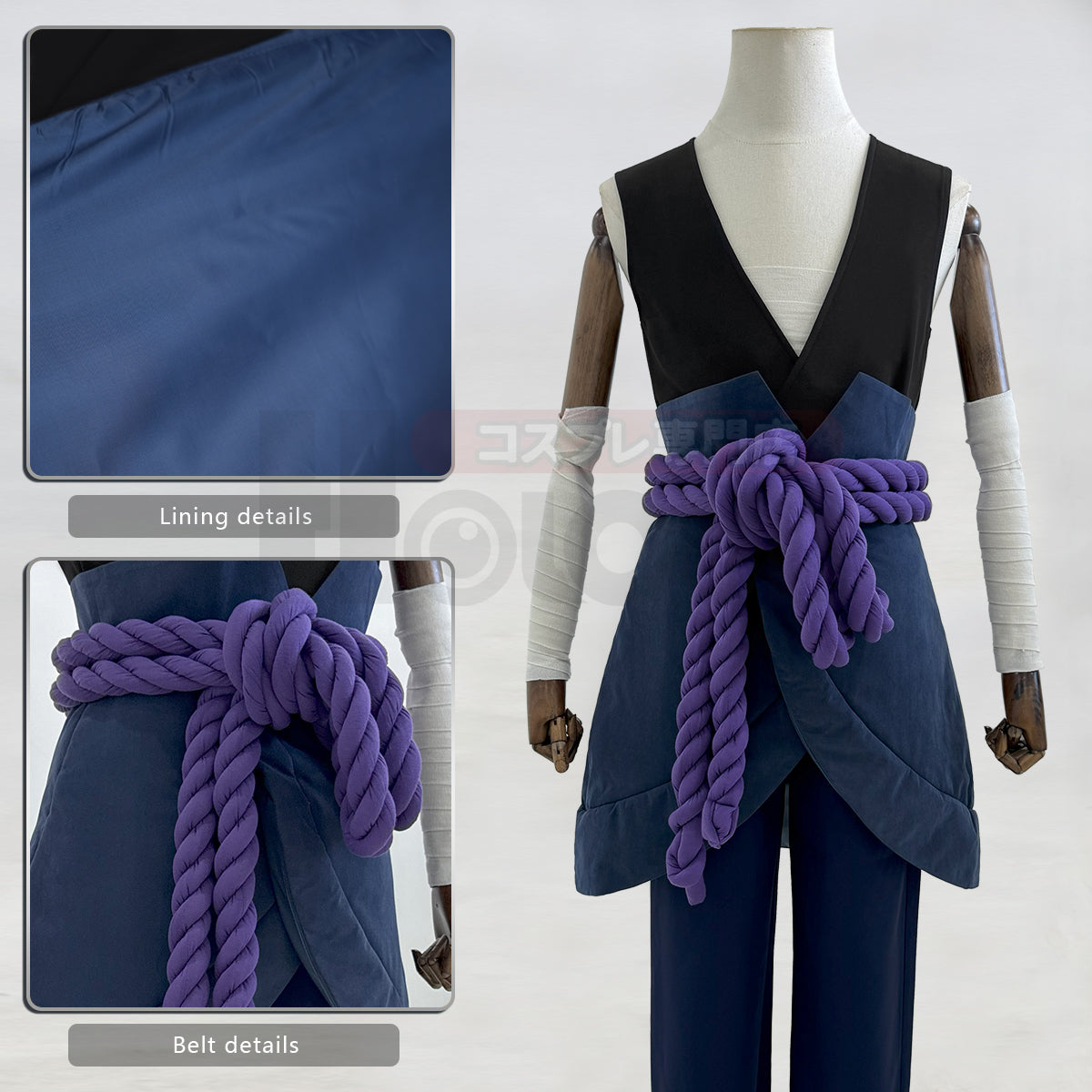 YOO Anime Uchiha Sasuke Cosplay Costume Cloak Vest Pants Purple Belt Halloween Christmas Animation Convention thumbnail 7